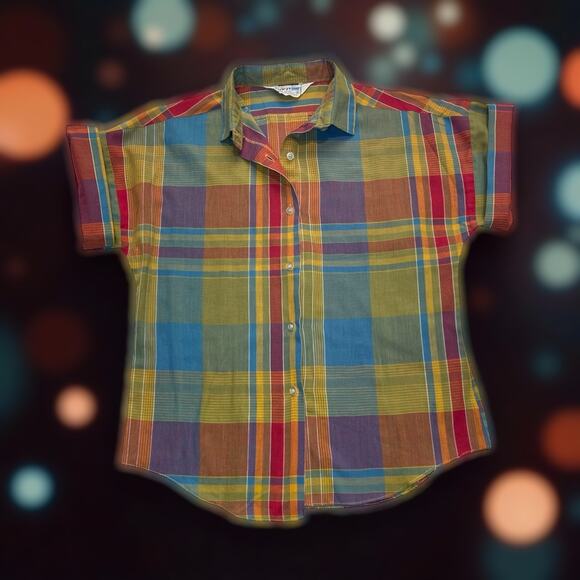 Vintage Topsville Plaid Shirt | Youth Small 6–8 | Short Sleeve 70s–80s Hong Kong - Picture 1 of 6
